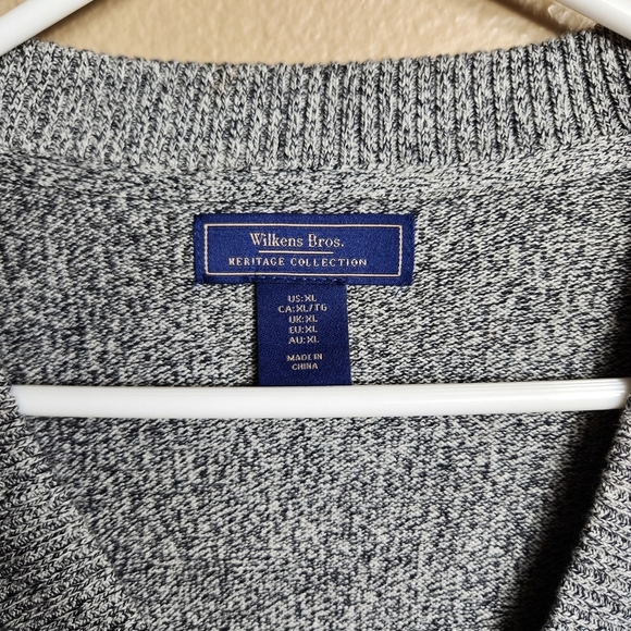 Wilken Bros. Mens Heathered Black Buttonfront V-Neck Sweater Cardigan |XL| - Picture 3 of 5